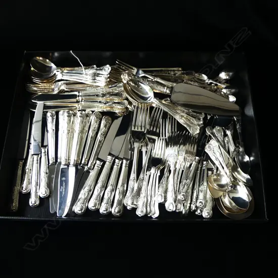 QUALITY SILVER PLATE KING'S PATTERN PART CUTLERY SERVICE COMPRISING... see below...