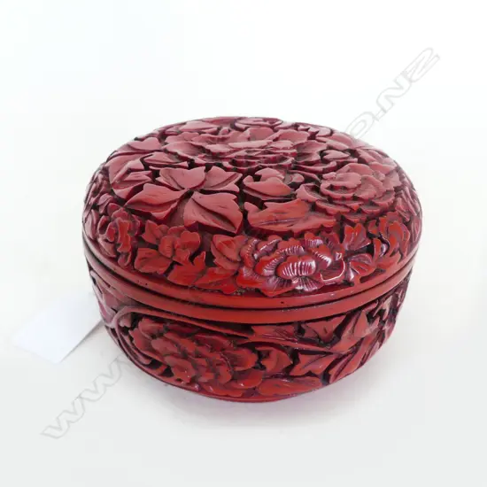 CINNABAR LIDDED CONTAINER 110mm dia
