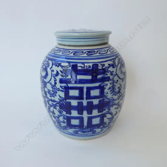 B/W LIDDED GINGER JAR H.245mm hairline