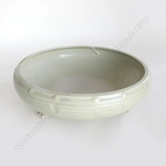 CHINESE CELADON 3 FOOTED OPEN CENSER, 320mm dia FAULTS
