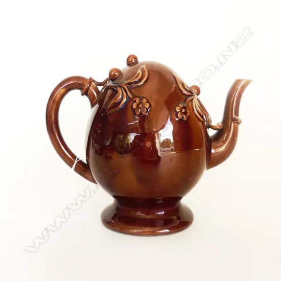 CHINESE TEAPOT BROWN GLAZE H.200mm