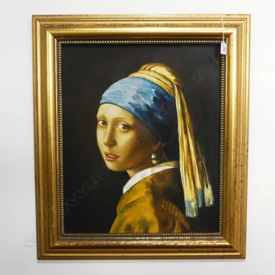 OIL ON BOARD RENDITION OF ‘THE GIRL WITH THE PEARL EARRING’ 580X470MM +/-