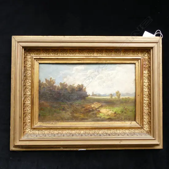 ALBIN LHOTA (1847-1889), LANDSCAPE, OIL ON CANVAS 140x230mm