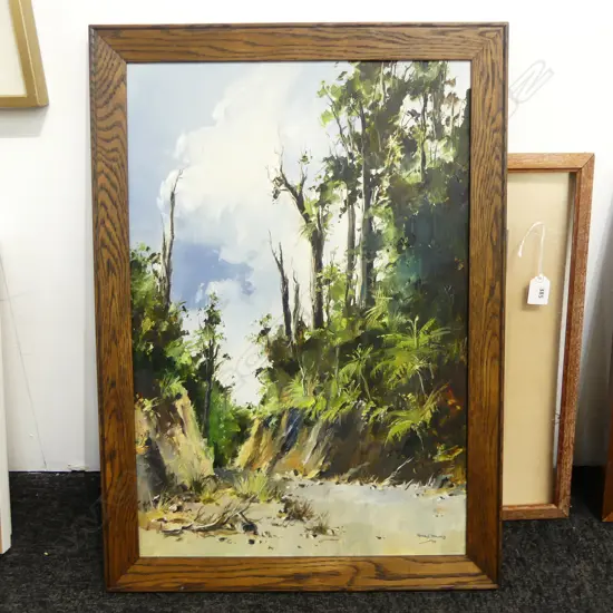 PETER WALLERS, NZ BUSH, OIL ON BOARD, SIGNED & DATED 1977, H.540 x 370mm