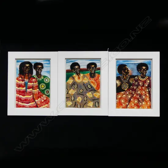 SFISO KA-MKAME (SOUTH AFRICA b.1963), 6 FIGURES TRIPTYCH, OIL PASTEL ON PAPER, 290x210mm 