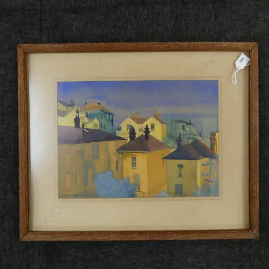 I.M. RICHDALE watercolour Wellington Houses 280 x 380mm