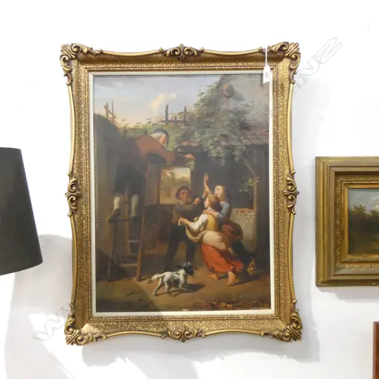 JULES BOULANGER (FRENCH 19thC) GRAPE PICKING SCENE, OIL ON BOARD, 500x370mm