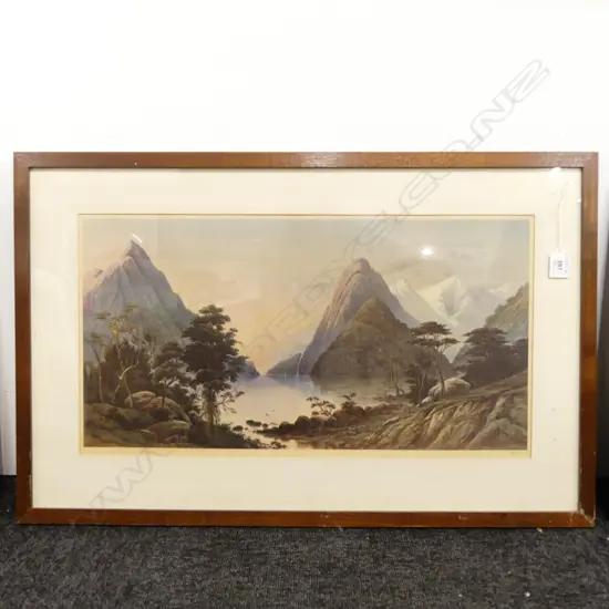 LTD ED. LITHO. J C HOYTE W/C 'MITRE PEAK & PEMBROKE PEAK' 1877, 182/750, H.290 x 550mm