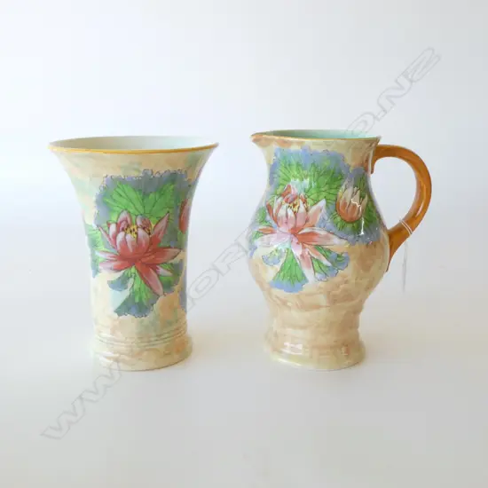 ROYAL DOULTON 'WATER LILY' JUG & VASE H.220mm