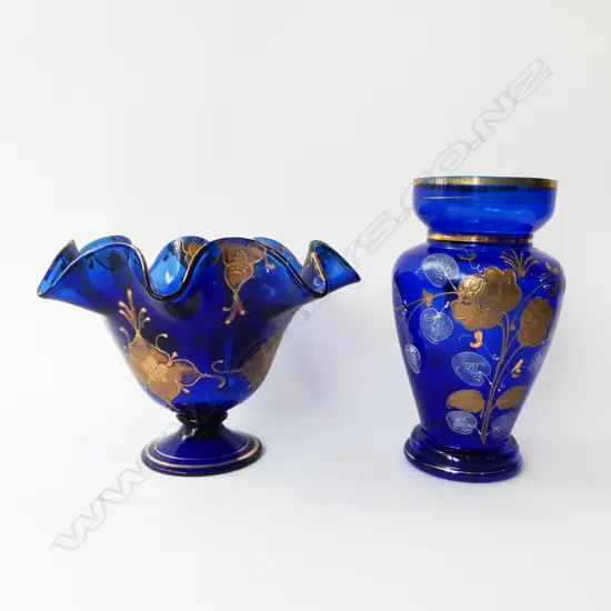 TWO BLUE VENETIAN GLASS VASES H.260mm