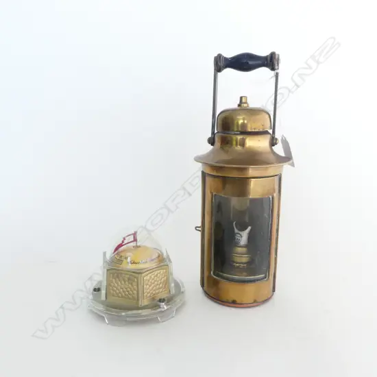 OLD MINERS TYPE CARBIDE LAMP, H.200mm & TABLE THERMOMETER, PATENTED 1923