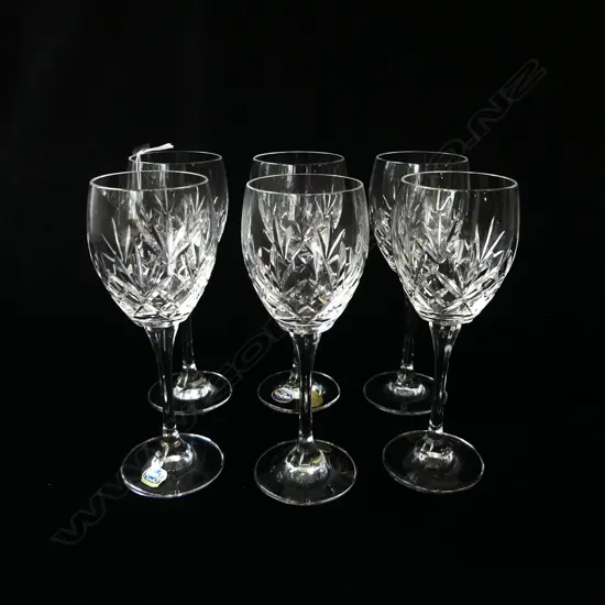 SIX BOHEMIAN CRYSTAL STEM GLASSES H.185mm