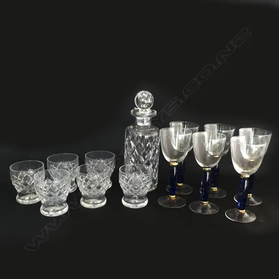 6 WINE GLASSES H.175mm + 6 CRYSTAL TUMBLERS & DECANTER