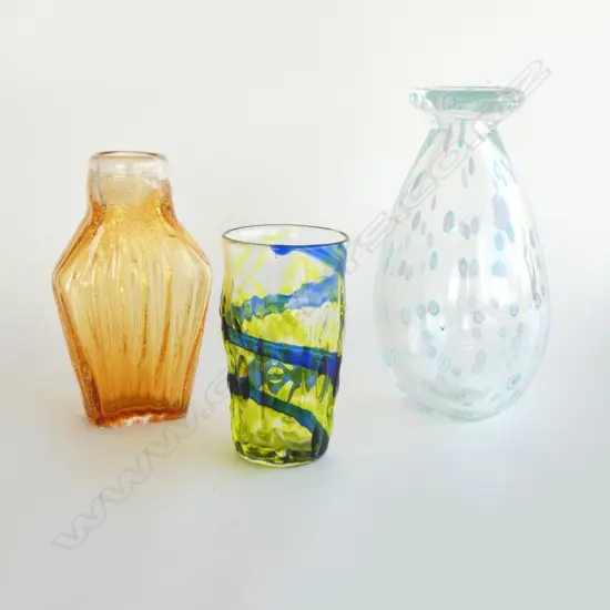 3 ART GLASS VASES H.250mm
