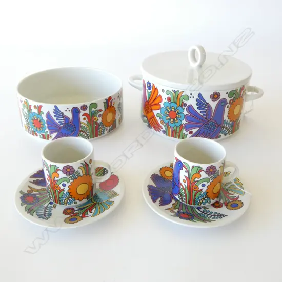 COLLECTION VILLEROY & BOCH ACAPULCO; LG LIDDED SERVING DISH, SALAD BOWL, Dia.200mm & PR DUOS