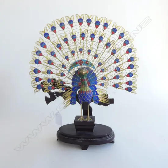 CLOISONNE / ENAMELLED PEACOCK H.320mm