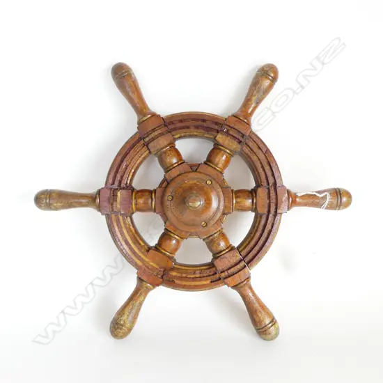 SMALL  SIZE MAHOGANY LAUNCH BOAT WHEEL DIA380MM