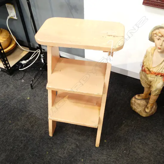 VINTAGE KITCHEN STEP STOOL salmon pink old paint. H.500mm