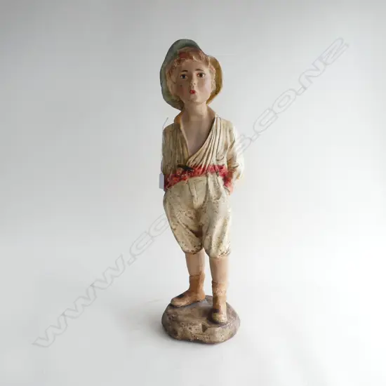 VINTAGE FRENCH CHALK FIGURE 'THE WHISTLING BOY' H.600mm