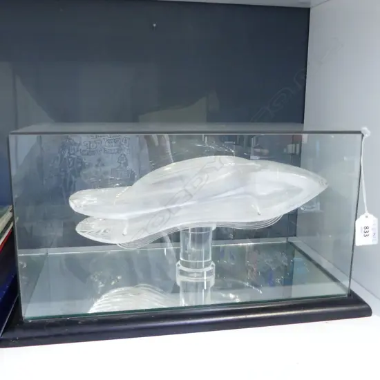 John Borrows made CLEAR LAMINATED MODEL IN GLASS DISPLAY CASE 390x220x205mm with provenance....