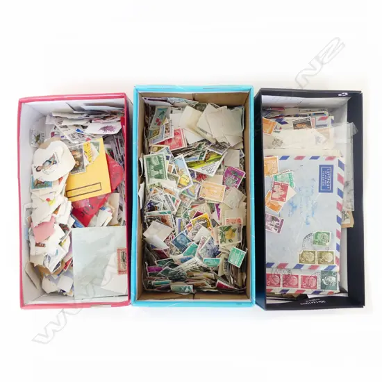 3 SHOE BOXES LOOSE WORLD STAMPS