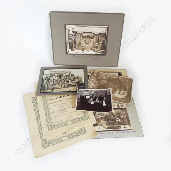PHOTOGRAPHS & CERTIFICATES, WINDOW DRESSING AT MCGRUER BONE & Co. HAWERA