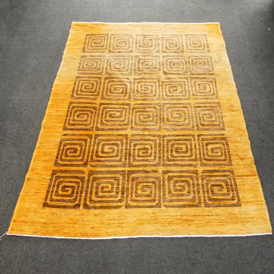 ORANGE HAND KNOTTED WOOL PILE RUG 2350x1650mm