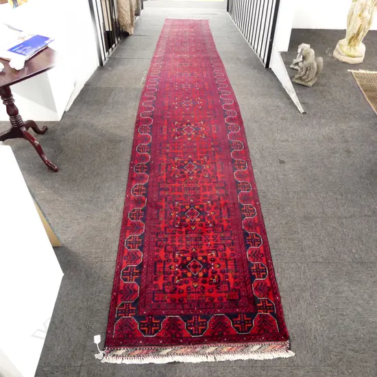 HAND KNOTTED WOOL PILE RUNNER 6800x770mm