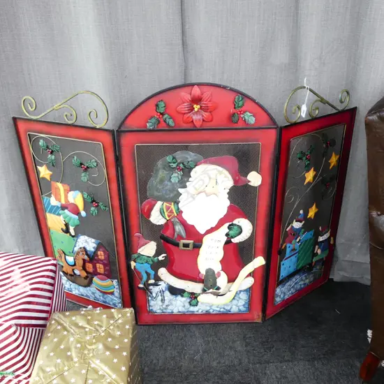 CHRISTMAS THEMED 3 PANEL FIRE SCREEN H.845mm