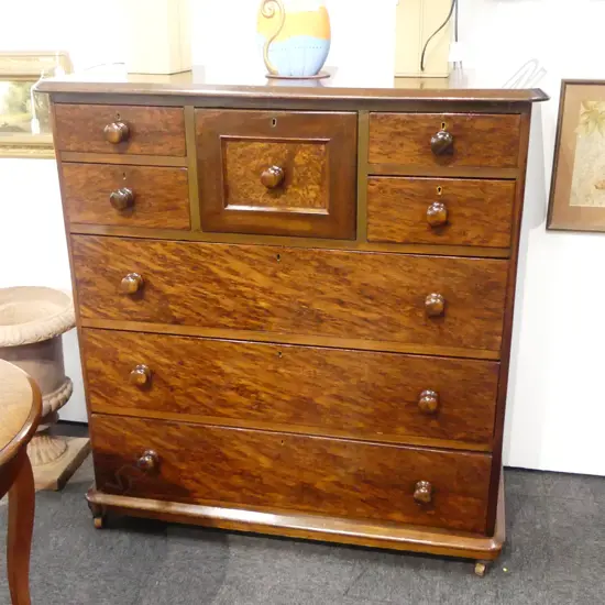 19thC COLONIAL MOTTLED KAURI SCOTCH CHEST 1130x500x1170mm