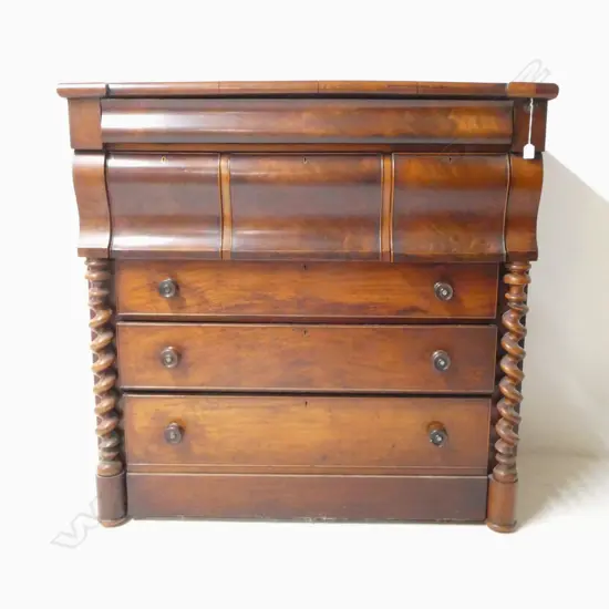 VICTORIAN MAHOGANY SCOTCH CHEST 1290x595x1270mm missing the base.