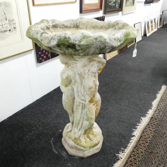 CONCRETE THREE GRACES BIRD BATH H.820mm