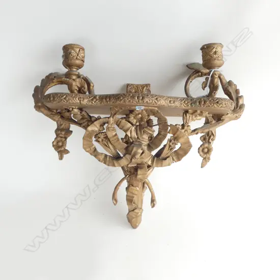 OLD FRENCH LOUIS XV GILT WOOD & PLASTER SCONCE faults