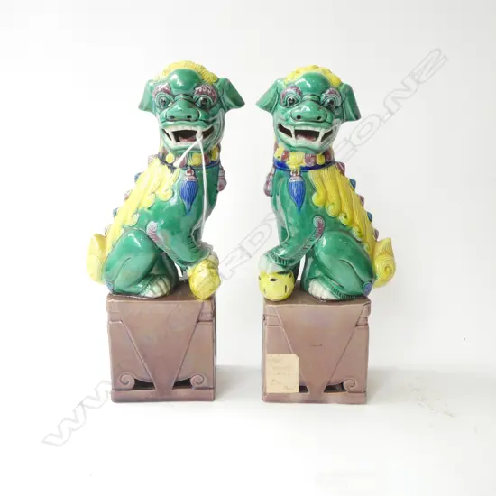 PR CHINESE GLAZED CERAMIC FOO DOGS H.250mm