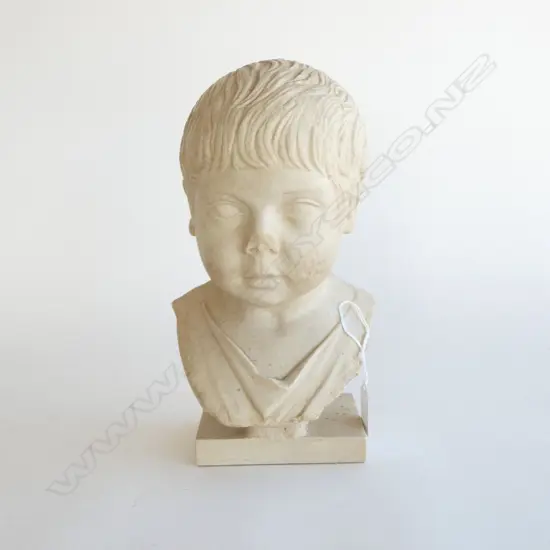 VINTAGE COPY OF ROMAN BUST of a boy. Probably resin. H.260mm. NOSE DAMAGED