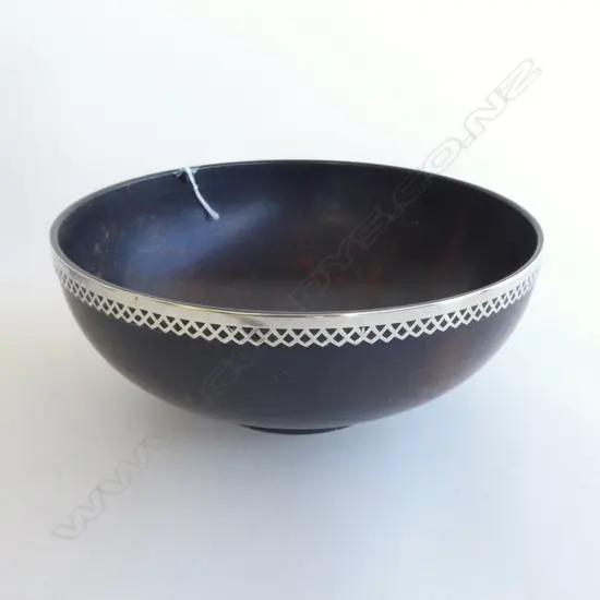 DECO BAKELITE SILVER RIMMED BOWL 230mm dia