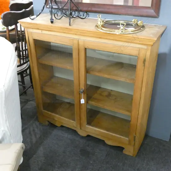 WOODEN WALL MOUNTED GLAZED CABINET 965x295x915mm