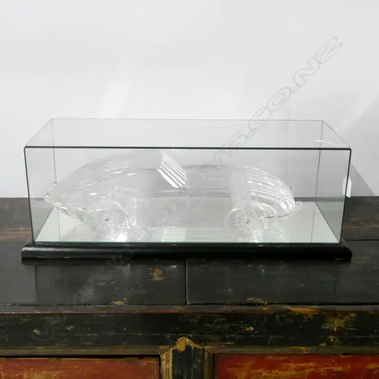 John Borrows made CLEAR ACRYLIC JAG E TYPE IN DISPAY CASE 590x240x200mm with provenance....