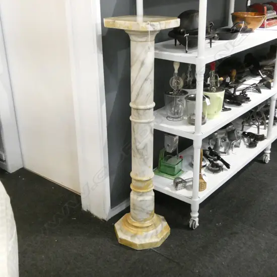 TURNED MARBLE SCETIONAL PEDESTAL COLUMN H.1120mm. minor faults + remains of old lacquer