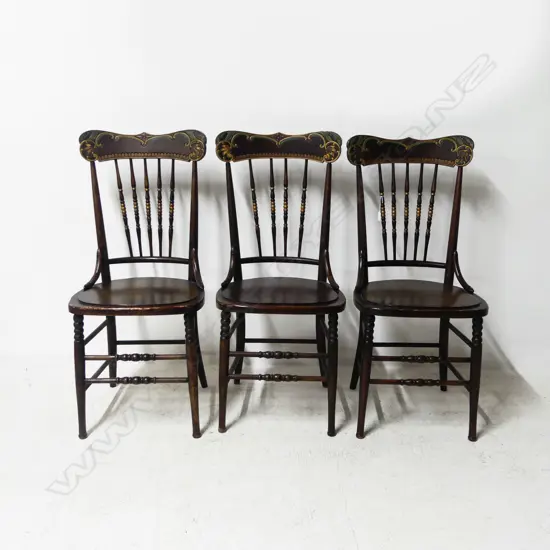 3 VINTAGE CARVED STICKBACK CHAIRS 
