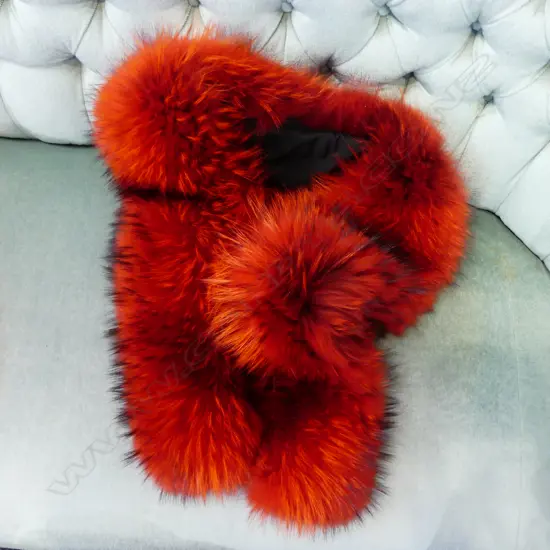 MODERN RED DYED FUR STOLE