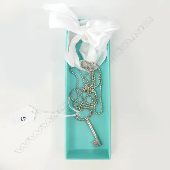 TIFFANY & CO 925 SILVER KEY PENDANT NECKLACE, BOXED
