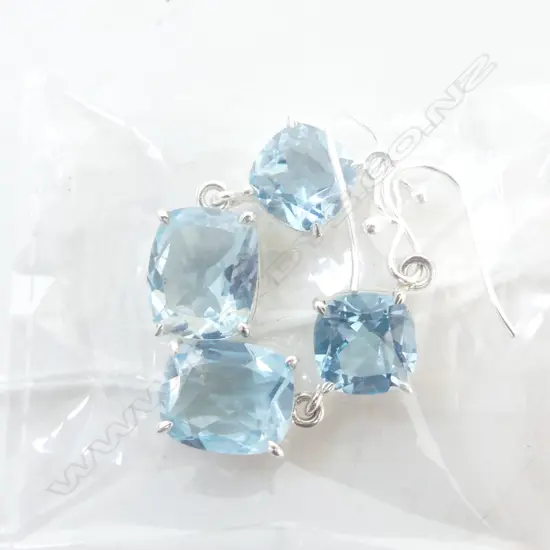 STG & BLUE TOPAZ HANGING EARRINGS