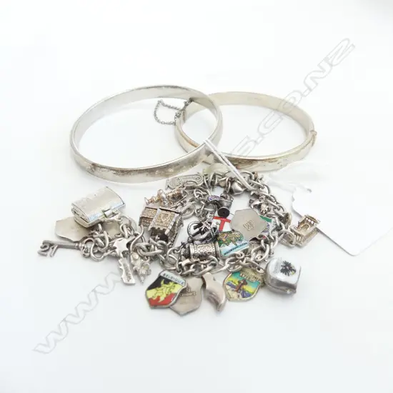 2 STG BANGLES 44.4 GM + 800 SILVER CHARM BRACELET