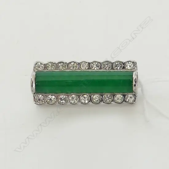 DECO STYLE COSTUME JADEITE BROOCH W.35mm