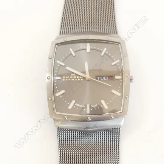 MENS SKAGEN TITANIUM WATCH. NEW BATTERY. SOME SCRATCHES TO FACE.