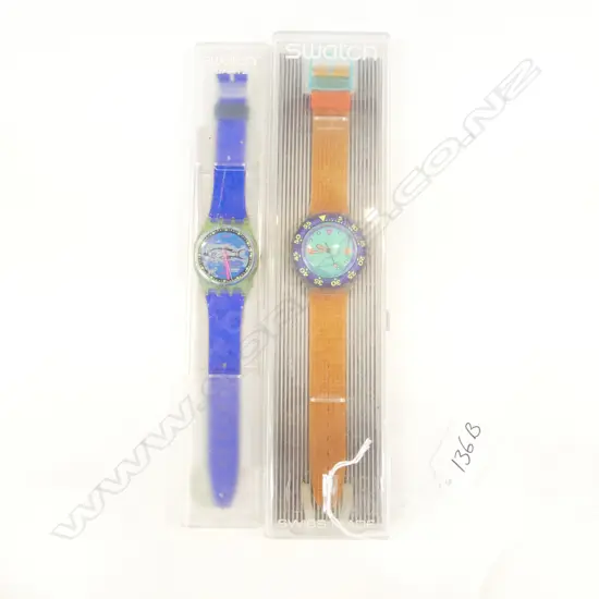 2 CASED SWATCH WRIST WATCHES