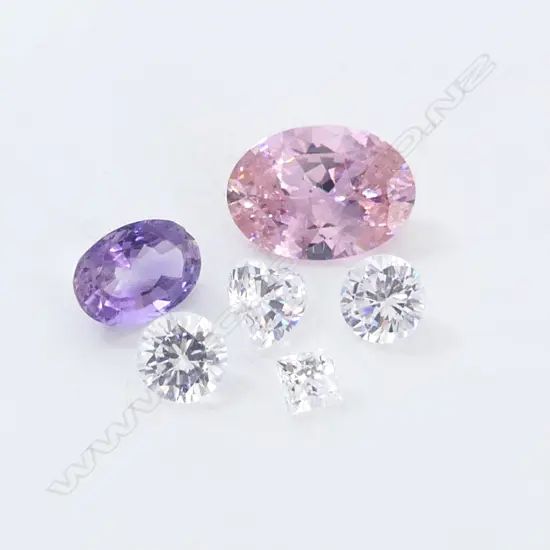 6 FACET CUT GEM STONES CZ's ETC