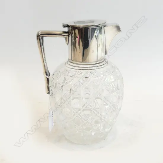 VICTORIAN HOBNAIL CUT CRYSTAL AND SILVER PLATED CLARET JUG BY MAPPIN BROTHERS SHEFFIELD C. 1880’S H.190MM