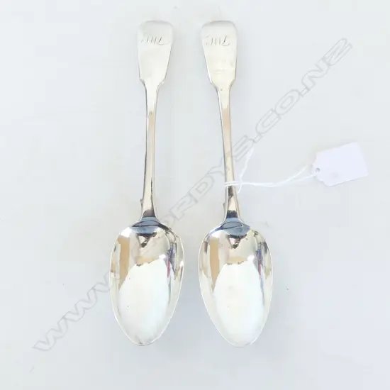 2 GEORGIAN STG SILVER TABLE SPOONS 141 GM